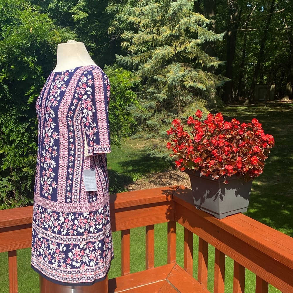 NWT Eliza J. Posted k, blue& white dress, see measurements in photos. - Picture 2 of 15
